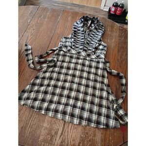 Small Fifth Culture Black Grey White Silver Halter Style Ruffle Midi Dress